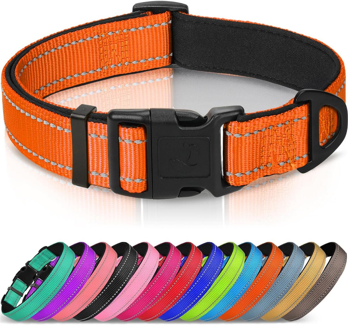 Joytale Reflective Dog Collar, Adjustable Neoprene Padded - X-Large (Pack of 1) / Orange