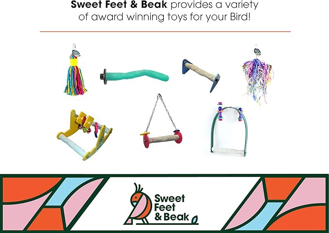 Comfort Grip Safety Perch for Bird Cages - Pedicure Perch for Birds to Keep Nails and Beaks in Top Condition - Safe Easy to Install Bird Cage Accessories - L 13"