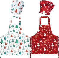 4Pcs Kids Apron and Chef Hat Set Gift for Girls Boys - Christmas