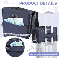 ‌Petsfit Airline Approved Pet Carrier for Small Cats, 16.5x8.6x11 TSA Approved Carrier, with Removable Dual-Sided Padding (2-Way Placement) - Fits Under Most Airplane Seats, Escape Proof (Navy)