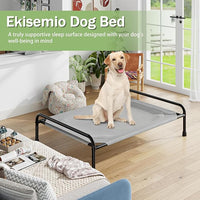 Raised Dog Bed, Outdoor Dog Bed for Dogs, Cooling Elevated Pet Cot, Durable and Sturdy Pet Bed, Waterproof Mesh Cover Raised Metal Frame, Non Slip, Grey