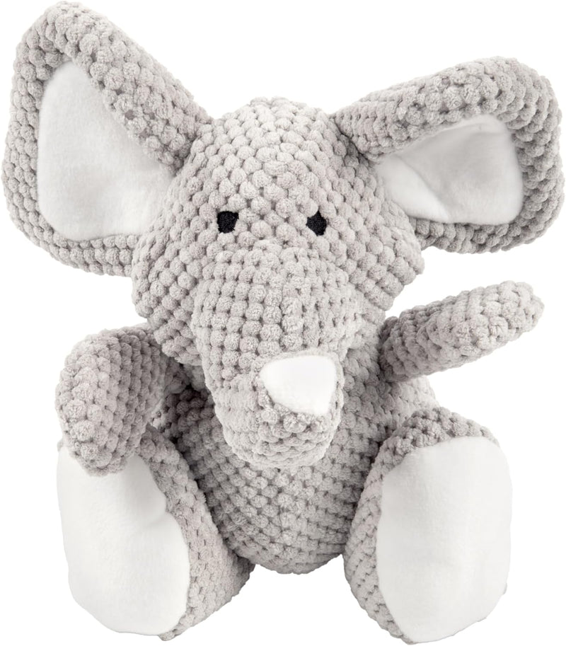 goDog Checkers Elephant Tough Plush Toy with Chew Guard Technology - Checkers - Elephant (Gray) / Large