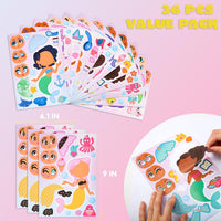 JOYIN 36 Sheets 9"x6" Make a face Stickers for Kids - Mermaid - image 2