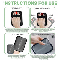 1 PCS Pet Hair Removal Glove w/ 2PCS Pet Combs,Electrostatic Gloves for Cats&Dogs Flea Comb,Dog Comb,Cat Comb,Brush for Shedding,Reusable Animal Fur Removal Tool for Couch,Furniture,Carpet,Curtain