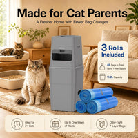 Neakasa 2XL Cat Litter Trash Can for Multi-Cat Homes – Daily Care for Cats - Grey / 2XL - image 3