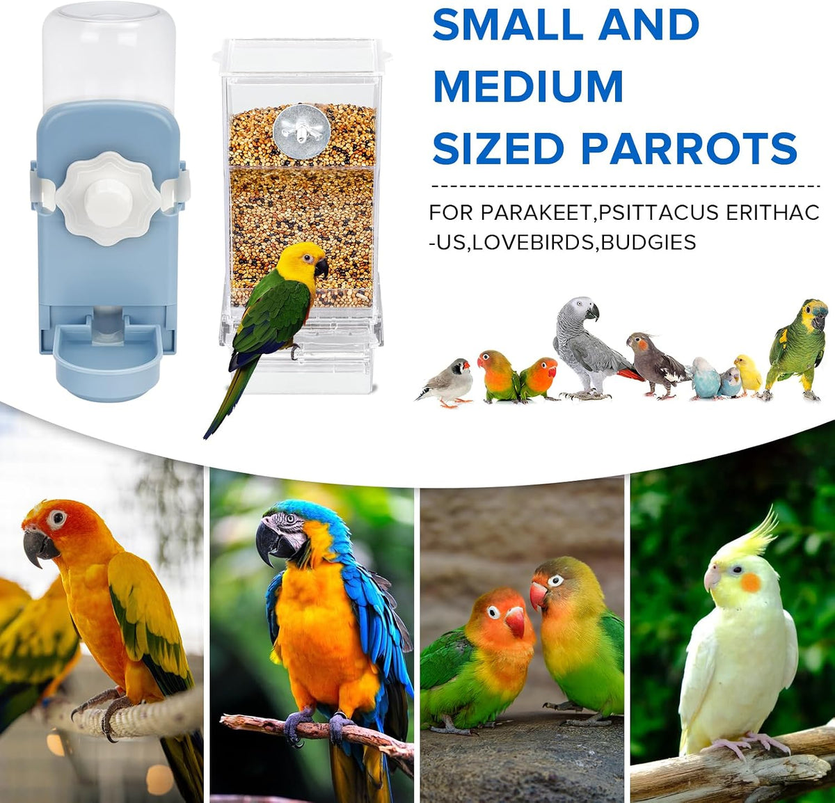 Lemtrflo No Mess Bird Feeder Water Dispenser Set - blue - image 3