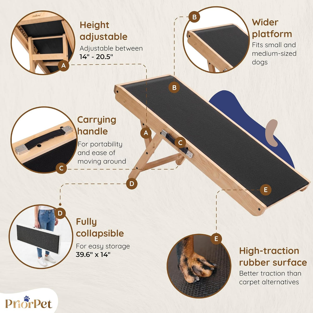 Dog Ramp for Couch, Non-Slip - Natural - image 4