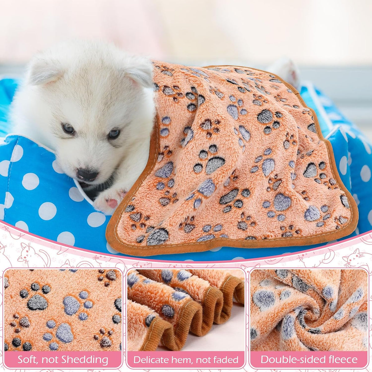 Tegeme 12 Pcs Puppy Blanket for Litter Dog Cat - Pink,beige ,Camel / 23 x 16 Inch - image 4