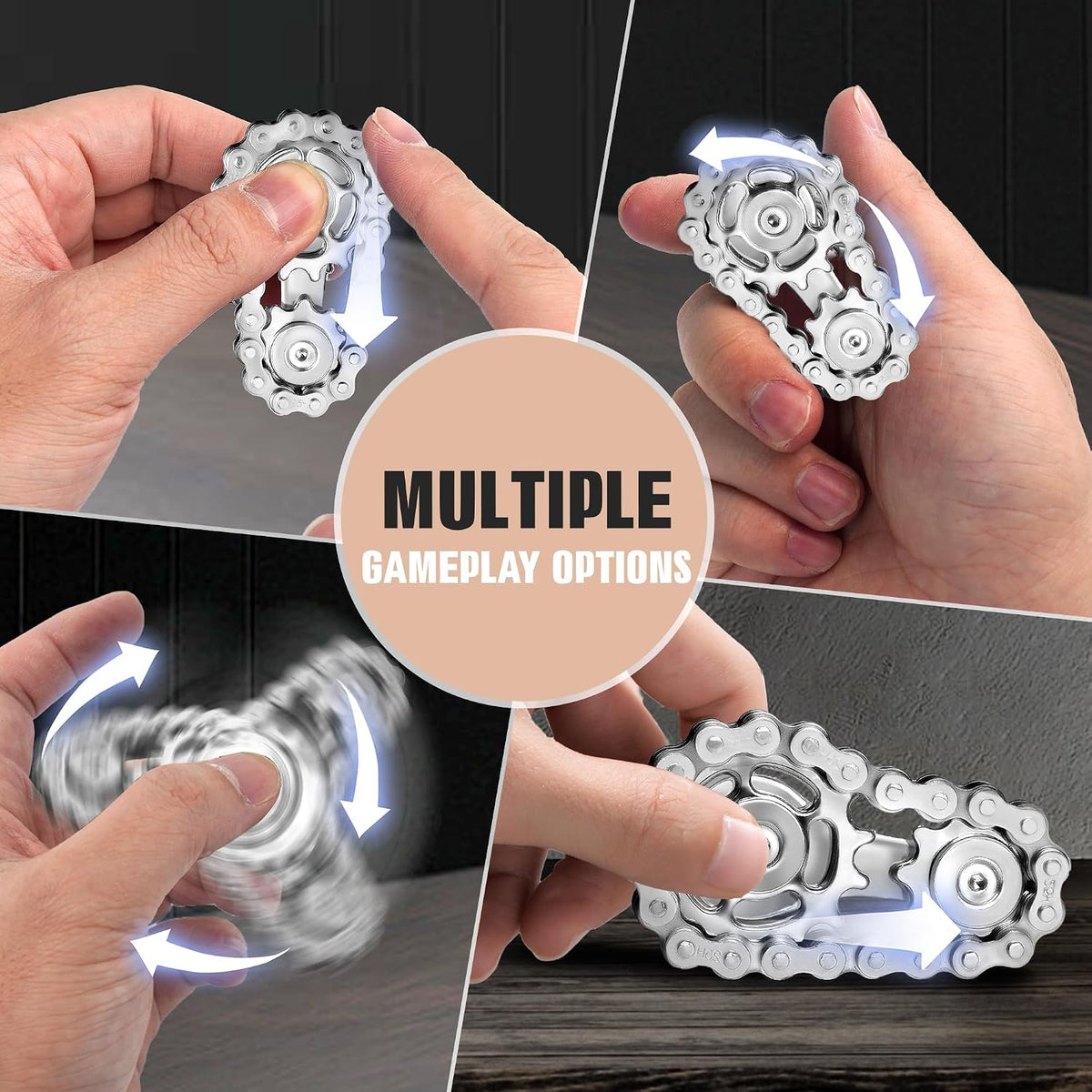 Fidget Spinner Toy for Adults Metal Figette Bike Chain for Adult Men - Semi-color - image 4