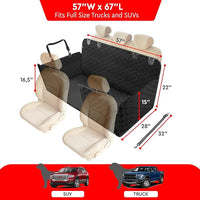 Helteko Back Seat Extender for Dogs, Premium Car Seat Cover with Hard Bottom Plates, Waterproof Backseat Protector, Mesh Window and 2 Storage Pockets, Hammock Travel Bed for Crew Cab and Full Trucks