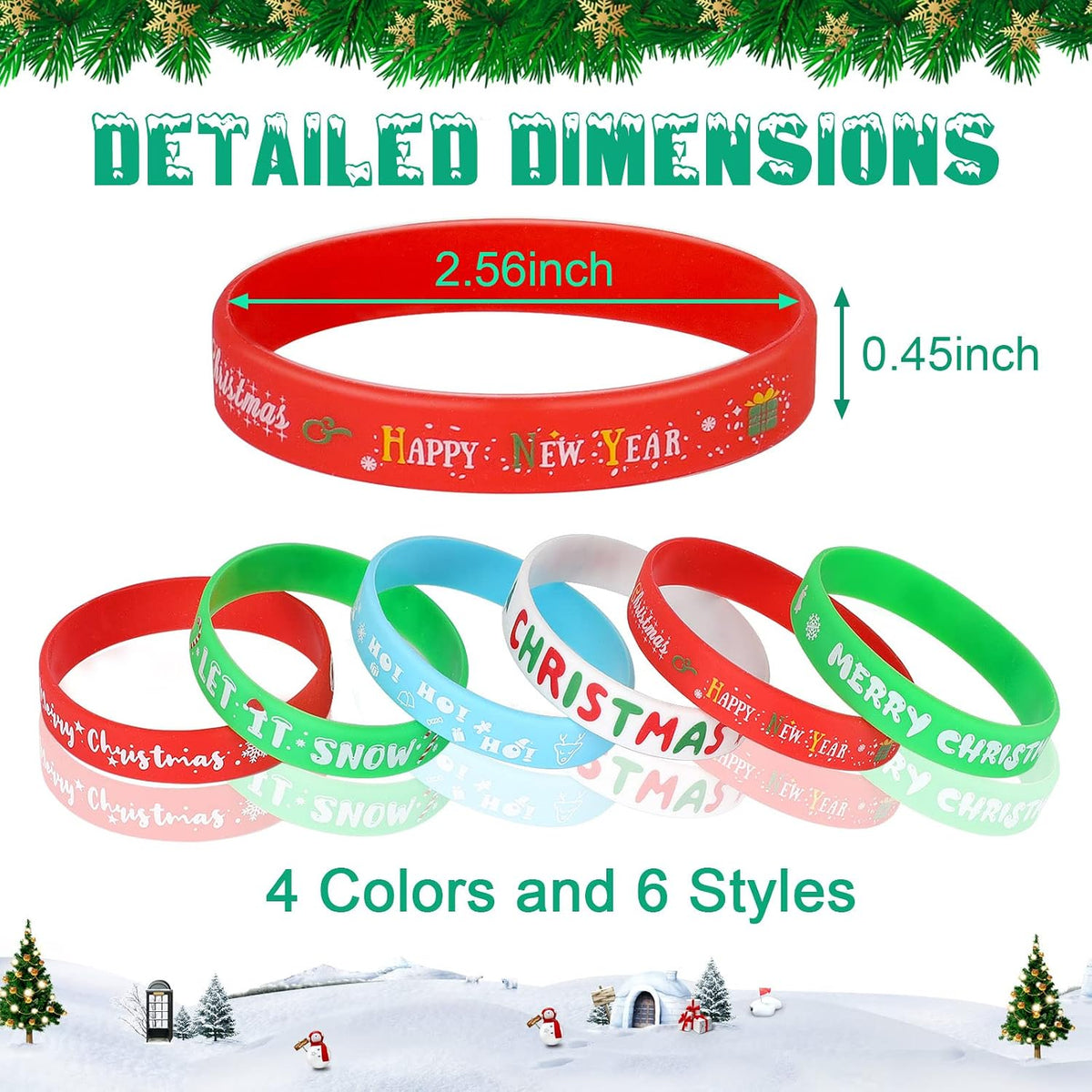 JUNEBRUSHS 24pcs Halloween Silicone Bracelets - Christmas Style - image 2