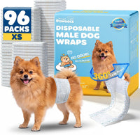 Powools Male Dog Wraps, 96 Count Disposable Dog Diapers, Small – Essentials for Dogs - X-Small - 96 Packs