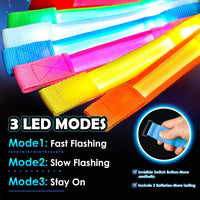 YADIYA LED glow bracelets, 14 light up nylon wristbands in red, orange, yellow, green, blue, pink an - view 4