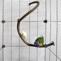 Parrot Perch Stand Bird Cage Stand Pole Natural Wild Grape Stick Grinding Paw Cage Accessories for Parakeet Cockatiels Budgies Conure Lovebirds Platform (S-Shaped)