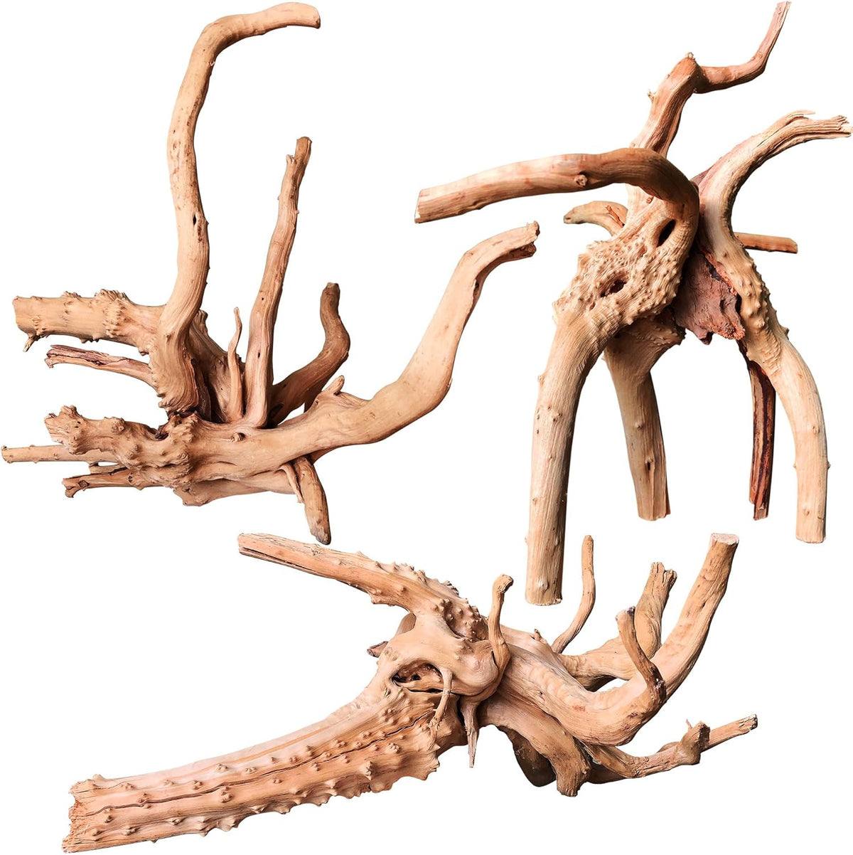 majoywoo Natural Driftwood for Aquarium Decor Fish Tank Decor Reptile - Spiderwood 7 to 11 Inch(Pack of 3)