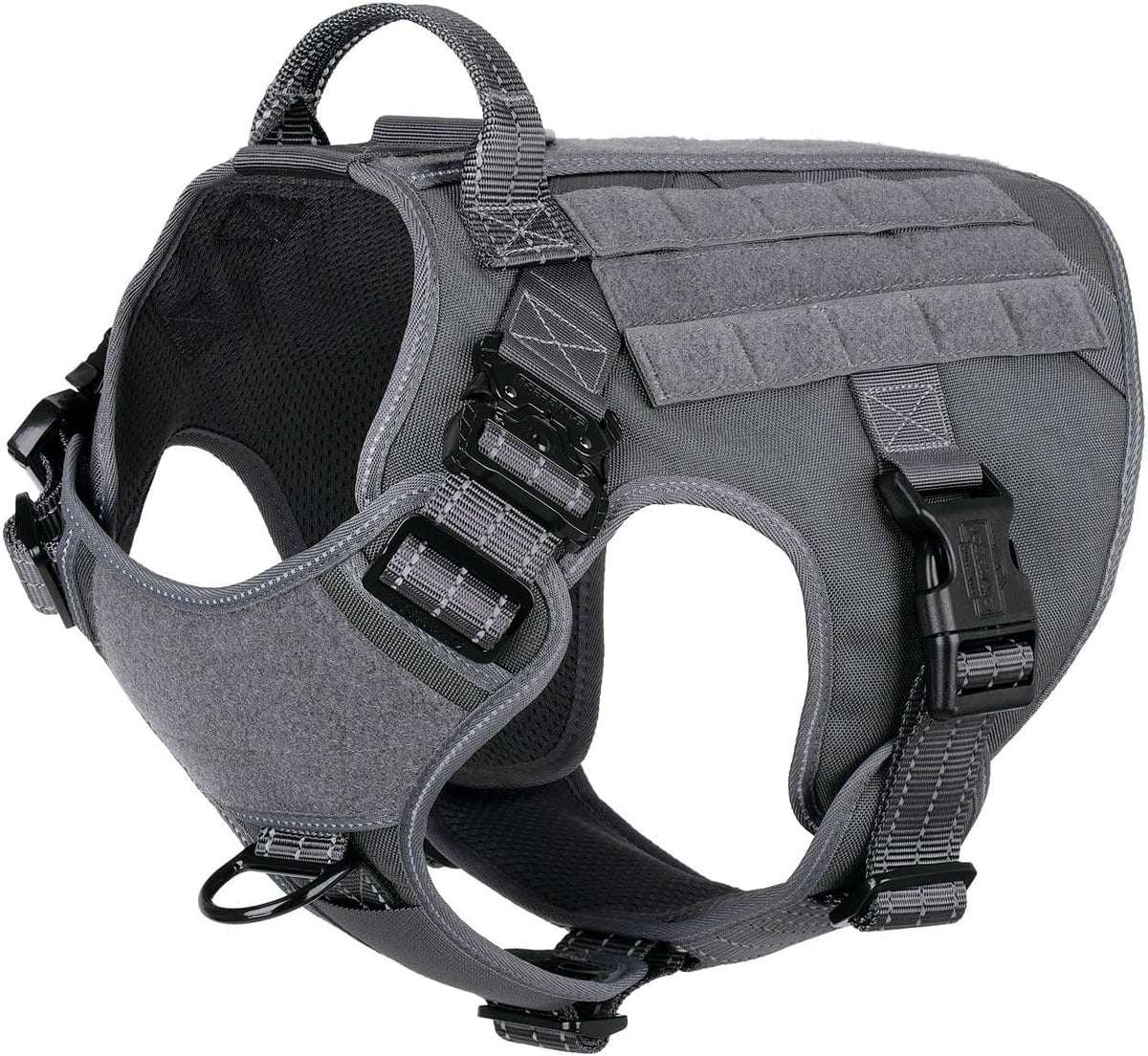 Tactical Dog Harness for Large Dogs, Reflective No Pull Dog Vest - X-Large (Pack of 1) / Grey