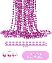 ZZYFGH 12 PCS Bead Necklace, 33'' Mardi Gras Beaded Necklaces – Fun for Kids & Family - Pink - image 2