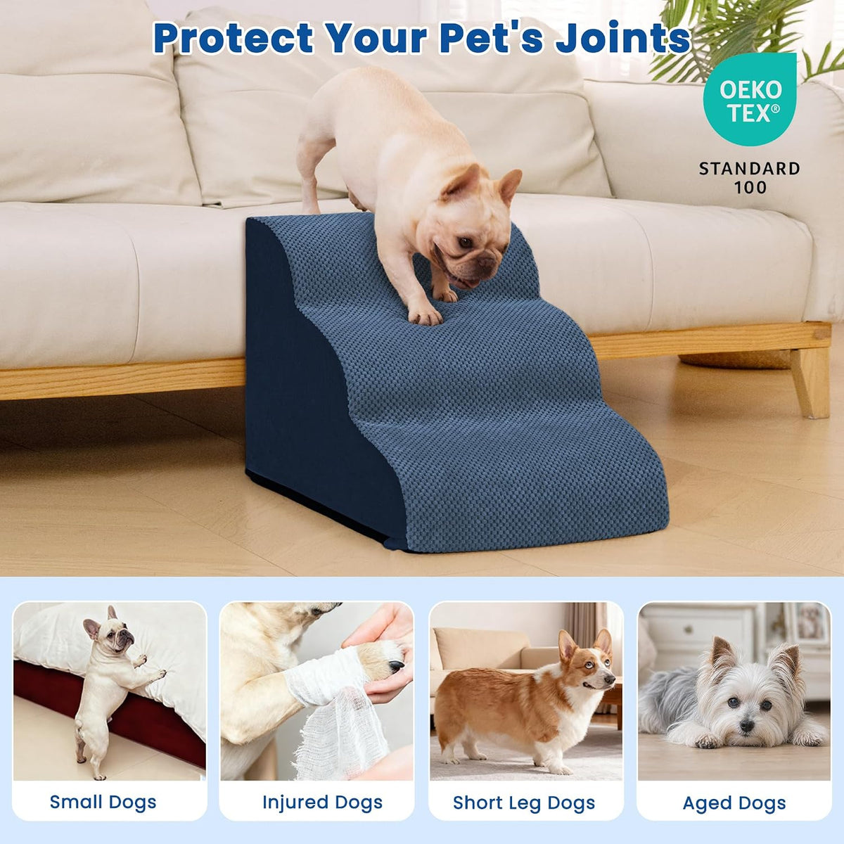 Dog Stairs for Small Dogs & Cats - Blue / 3 - image 3