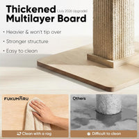 FUKUMARU Retro-Style Cat Scratching Post with Perch for Indoor Adult - Beige - image 3