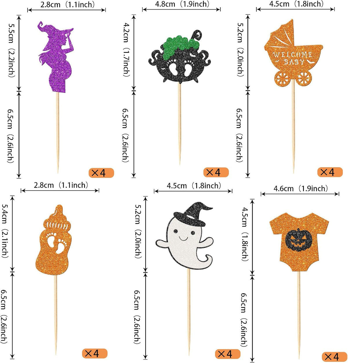 Rsstarxi 24 Pack Ghost Baby Boo Cupcake Toppers Glitter Spooky Little - Design 21 - image 2