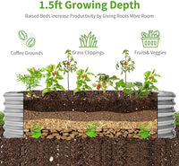 Land Guard 6x3x1.5ft Galvanized Raised Garden Bed Kit, Metal Planter Boxes Outdoor, Oval Metal Raised Garden Bed for Vegetables, Flowers (Silver)