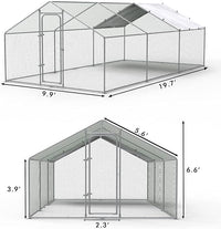 LEMBERI Metal Large Chicken Coop, Spire Shape Walk-in Poultry Chicken Hen cage, Rabbits Duck Cages with Waterproof and Anti-Ultraviolet Cover for Outside,Backyard and Farm