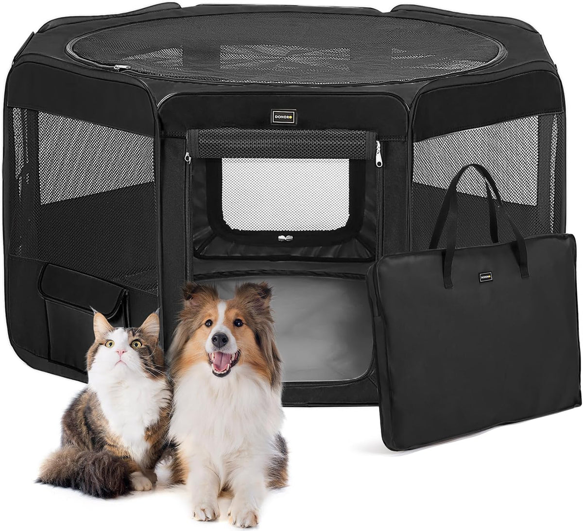 Dog Playpen Portable Pet Play Pens for Small Dog/Cat/Rabbit/Chicks - Black / 8 / Medium (36"x36"x20")