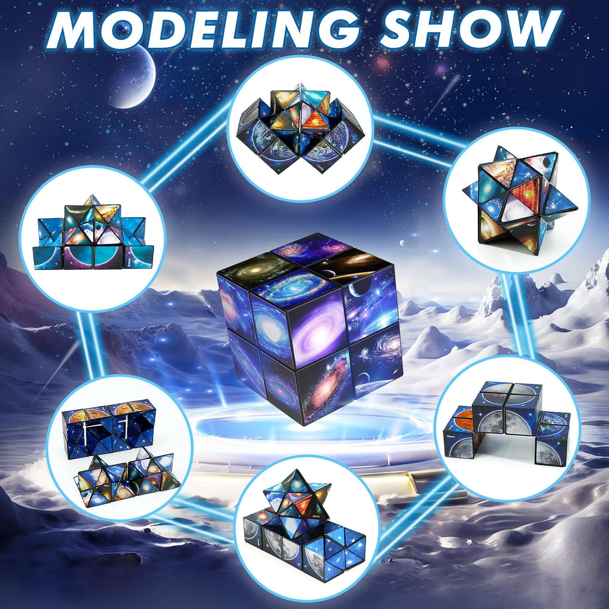 Euclidean Cube Fidget Toys for Kids 2 in 1 Star Cube Magic Cube - Starry Sky - image 2