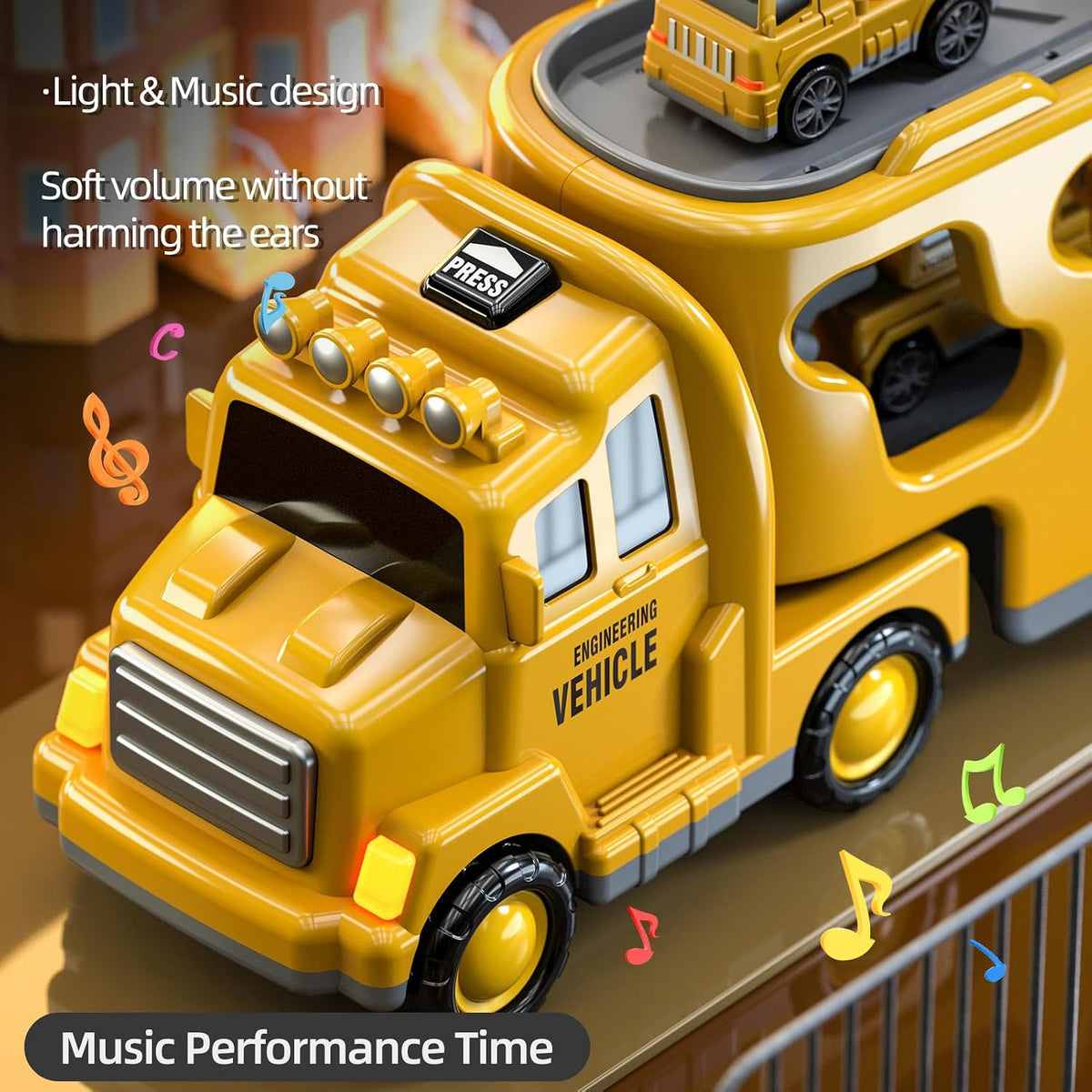 Beby Buty 5 in 1 construction truck toys with transport carrier, crane, mixer, bulldozer, excavator - view 13