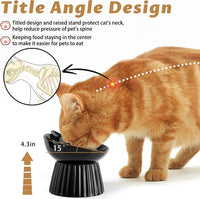 Ceramic Raised Cat Bowl，Tilted Raised Cat Bowl Anti Vomit Cat Bowls - White+Black - image 3