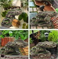 PINVNBY Basking Platform for Turtles Tortoise Dock Resin Resting Rock - 【M:8.2”Lx3.3”Wx3.1”H】 / 【brown】 - image 2