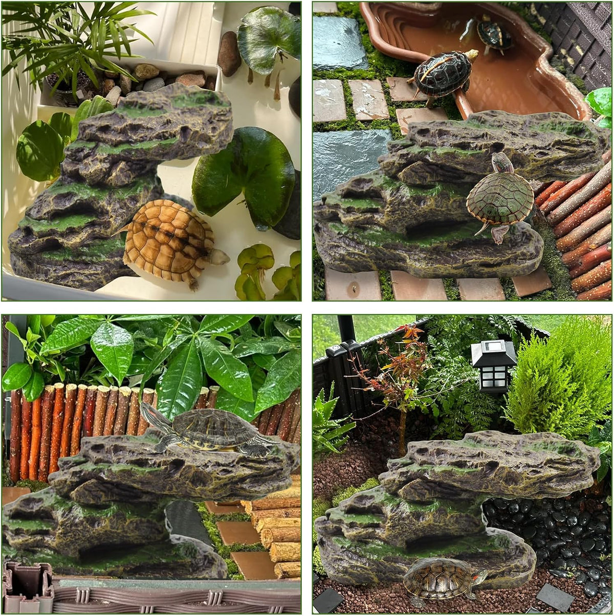 PINVNBY Basking Platform for Turtles Tortoise Dock Resin Resting Rock - 【M:8.2”Lx3.3”Wx3.1”H】 / 【brown】 - image 2