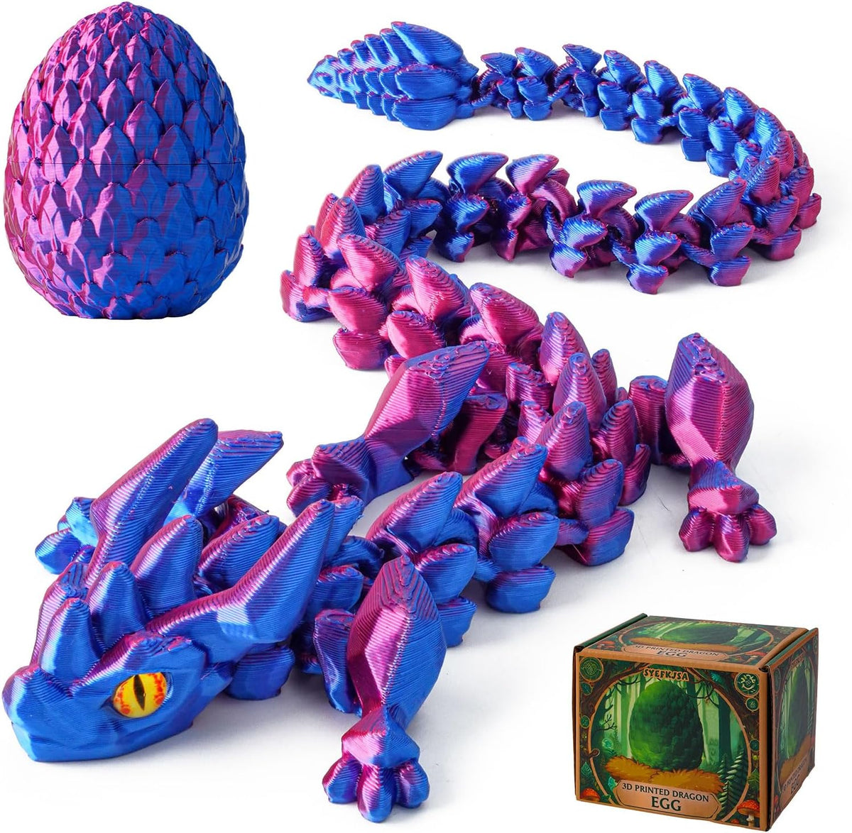 3D Printed Dragon Eggs with Dragon Inside - Laser Purple