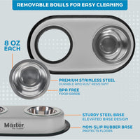 Master Pet Supply Double Dog Bowls Set with Elevated Base Black Velvet – Essentials for Dogs - Light Gray - image 3