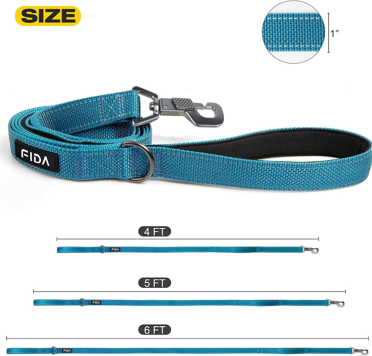 Fida Heavy Duty Dog Leash for Medium Large Dogs - 6 Feet (Pack of 1) / Blue - image 2