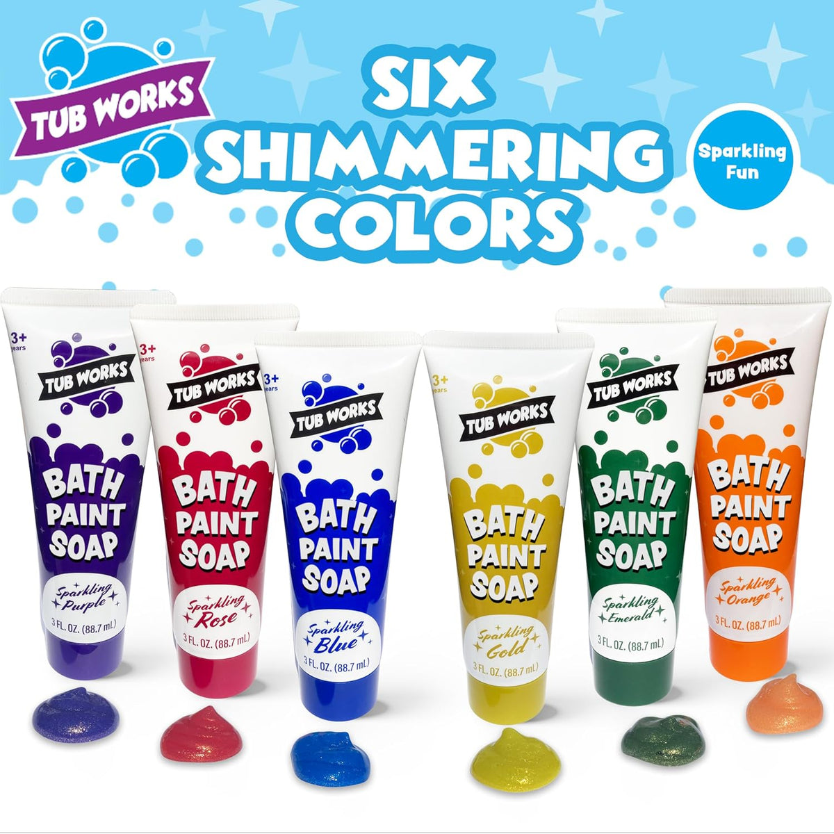 Tub Works Bath Paint Soap Bath Toy, Classic 6 Pack, Non-Toxic - Shimmer - image 2
