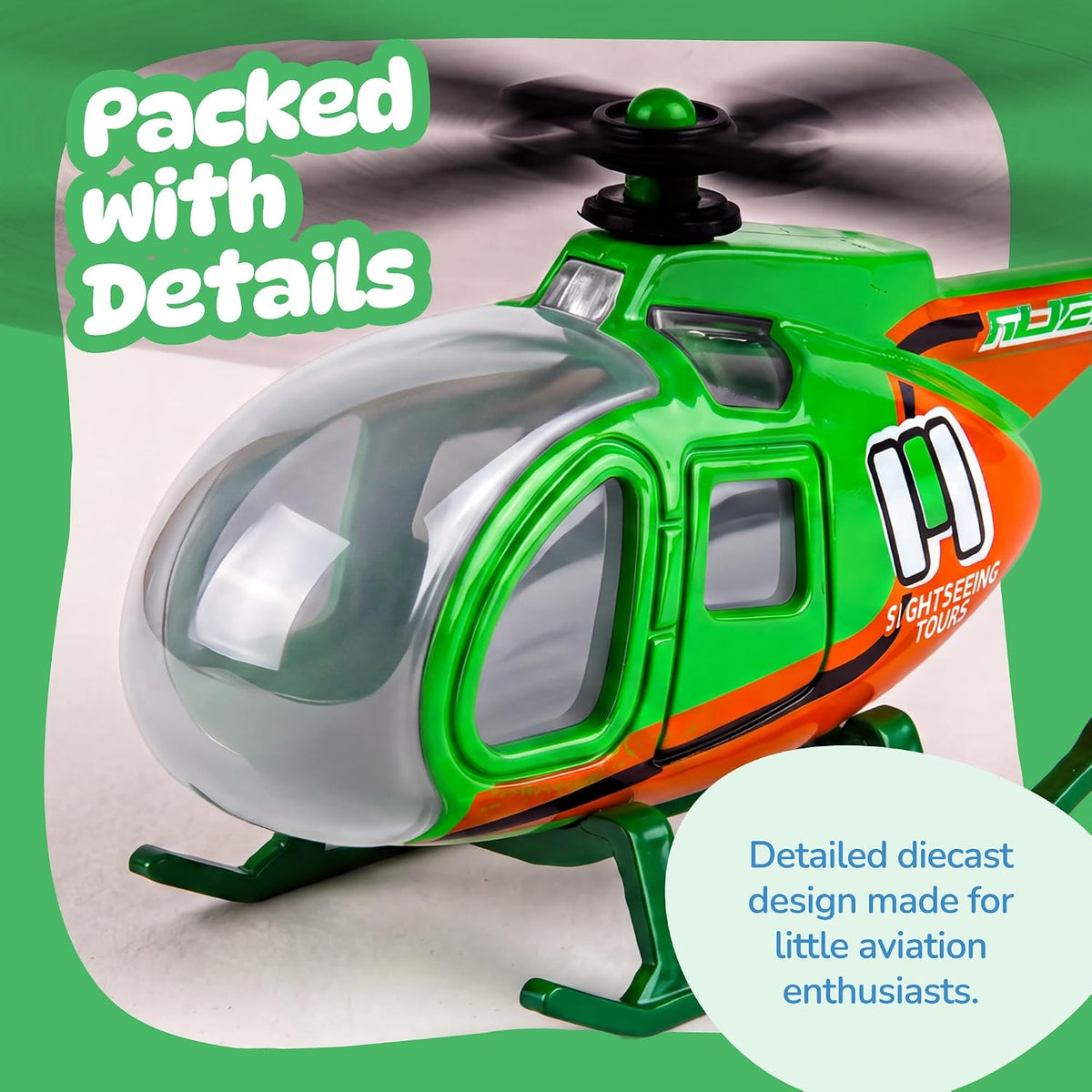 ArtCreativity Diecast Helicopter Toy, Police, Fire Engine, EMS - Civilian Theme - image 3