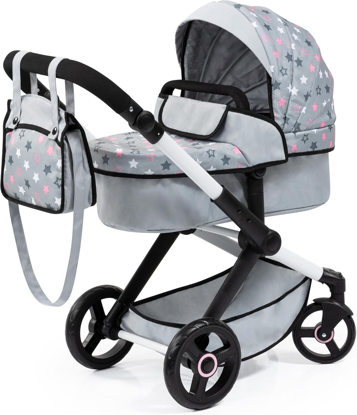 Bayer Pram Xeo Reborn Doll Stroller - Grey, Pink