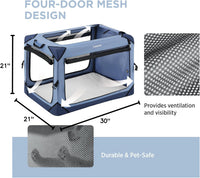 Lesure Portable Soft Collapsible Dog Crate for Large Dogs - Blue / 30.0"L x 21.0"W x 21.0"H - image 4