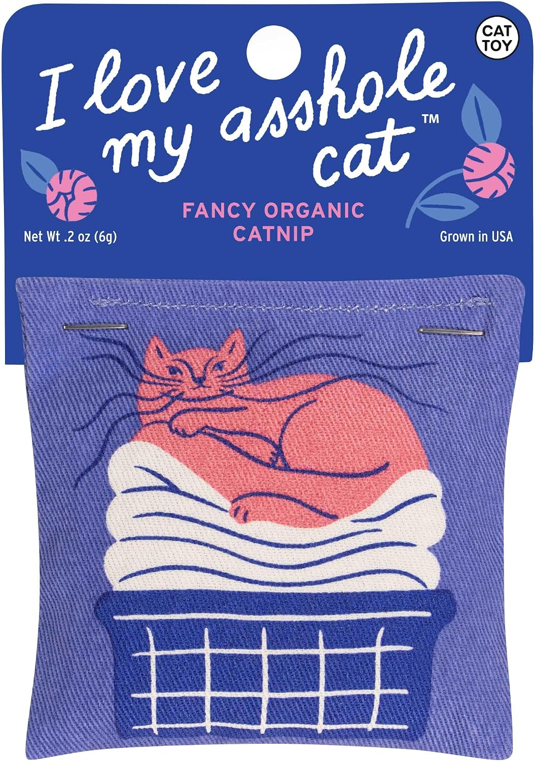 Blue Q Catnip - Cute Cat Toys for Biting with Funny Graphics -I Love My Cat – Essentials for Cats - I Love My A'hole Cat