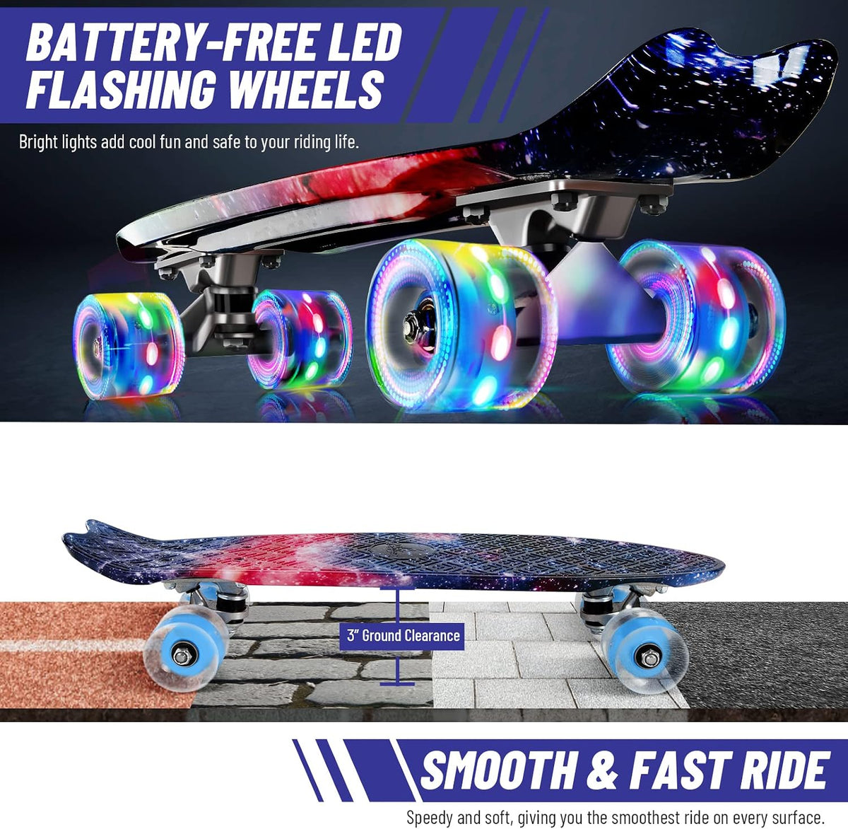 BELEEV 22 inch Skateboards for Kids - Purple Nebula - image 2
