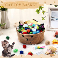 Zopeal 58 Pcs Cat Toy Set with Storage Basket Indoor, Grey - Khaki / 9.8 Inch - image 4