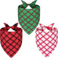Spring Summer Dog Bandanas Large 3PCS, 6 Pattern Floral Scarf – Essentials for Dogs - 26-G R Plaid / X-Large - image 2