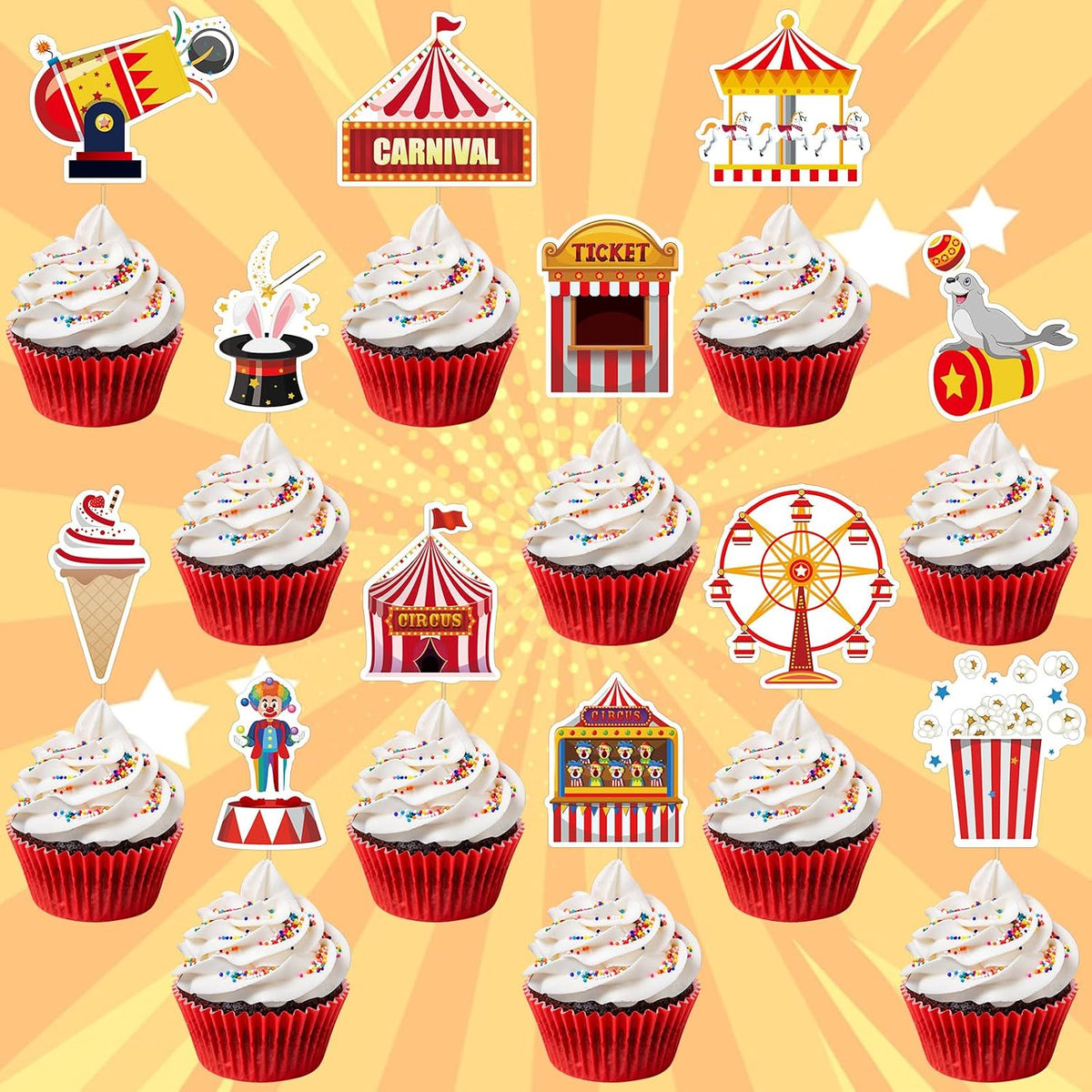 Adecortalk fall cupcake toppers, 48 glitter pumpkin, leaf and turkey picks in 8 designs - view 18