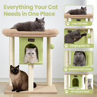 Cat Tree Tower Scratching Post for Indoor Large Adult Cats with Perch - Green / 28 Inches - image 4