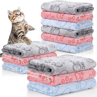 Tegeme 12 Pcs Puppy Blanket for Litter Dog Cat - Pink,gray,blue / 30 x 20 Inch