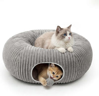 Cat Tunnel Bed with 40 Pcs Interactive Cat Toys - Grey / Medium
