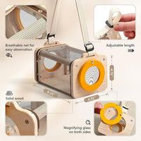 Wooden Bug Catcher for Kids, 8-in-1 Insect Exploration Set with Butterfly Net, Magnifying Glass, Bug Habitat, Tweezers, Compass,Outside Toys for Toddlers