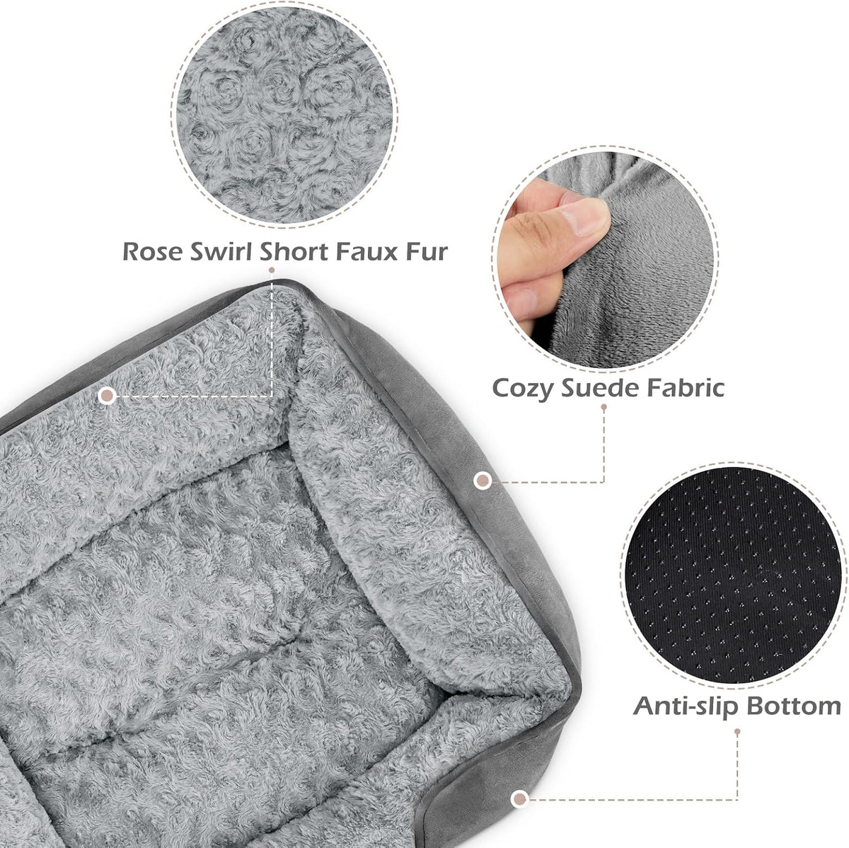Rectangle Washable Orthopedic Dog Bed for Small - L(30"x 24"x 9") / Light Grey - image 4