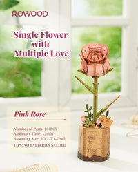 rowood 3D Puzzles for Adults - Pink Rose - image 3